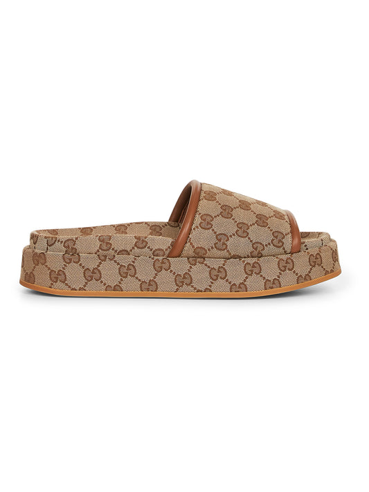 Sandali con plateau in tessuto Original GG beige