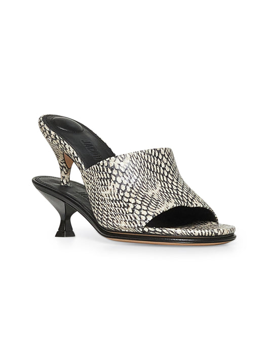 Doubles mules in printed leather