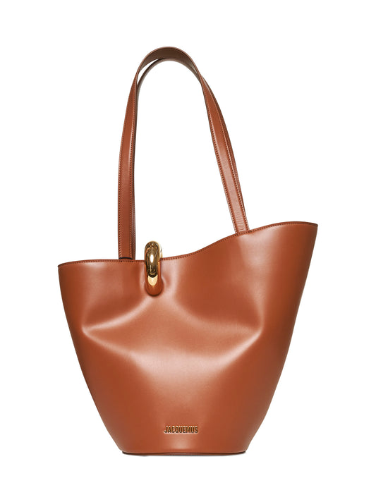 Shopper 'Le Bambola Moyen' with Asymmetric Design and Logo on the Front in Brown Leather Women