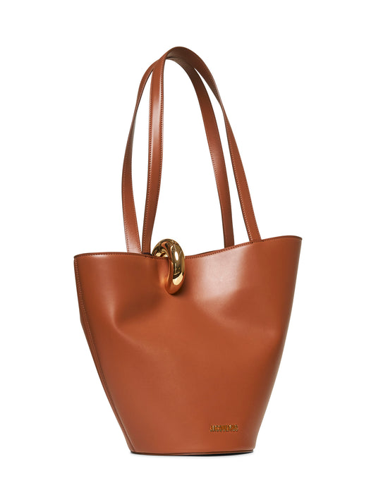 Shopper 'Le Bambola Moyen' with Asymmetric Design and Logo on the Front in Brown Leather Women