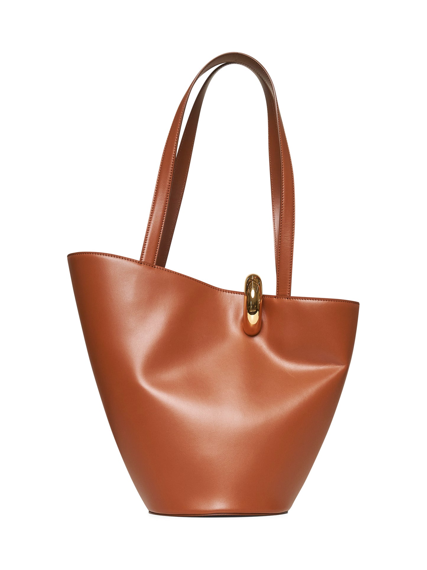 Shopper 'Le Bambola Moyen' with Asymmetric Design and Logo on the Front in Brown Leather Women