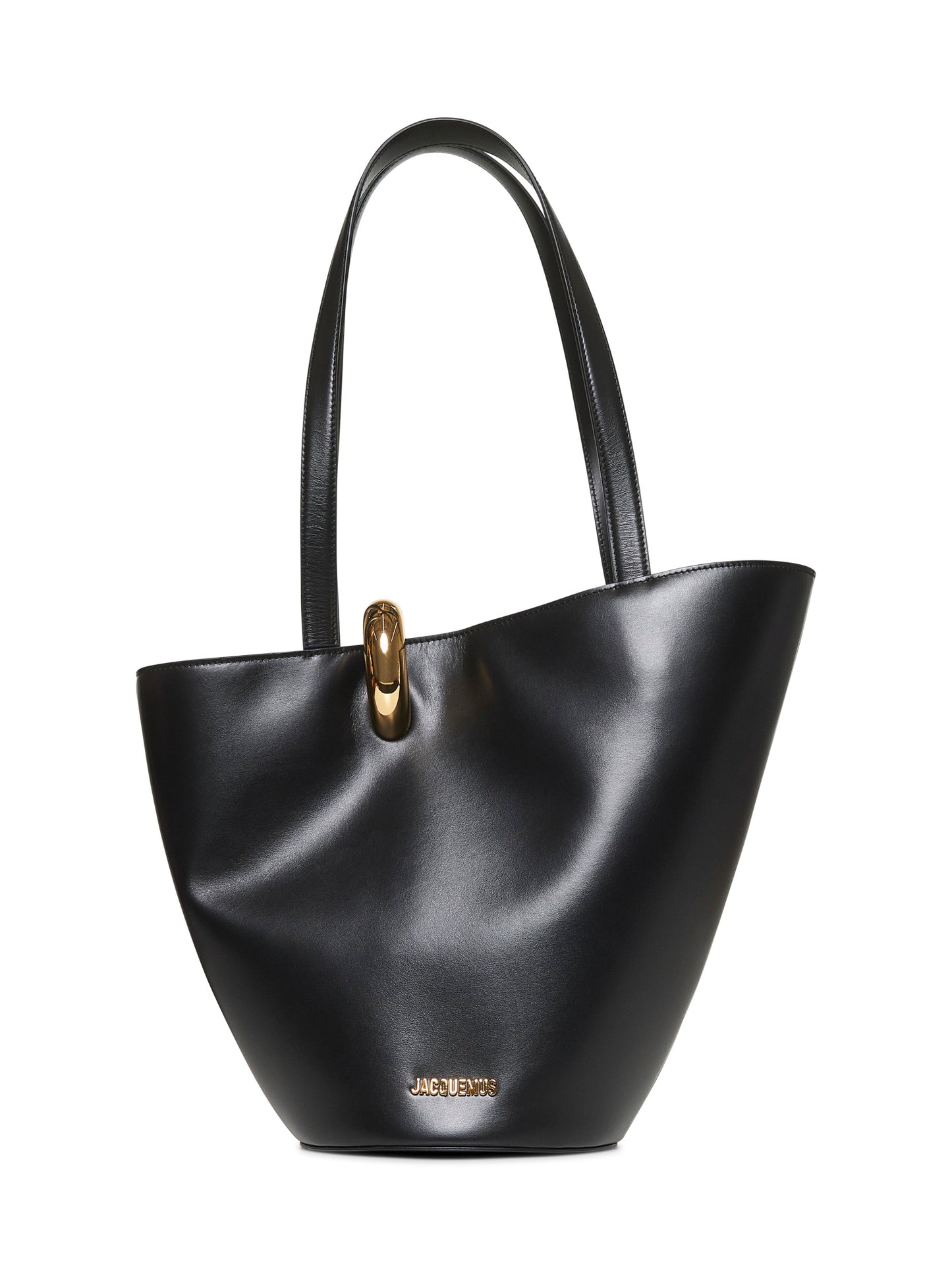 Shopper 'Le Bambola Moyen' with Asymmetric Design and Logo on the Front in Black Leather Women