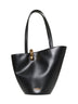Shopper 'Le Bambola Moyen' with Asymmetric Design and Logo on the Front in Black Leather Women