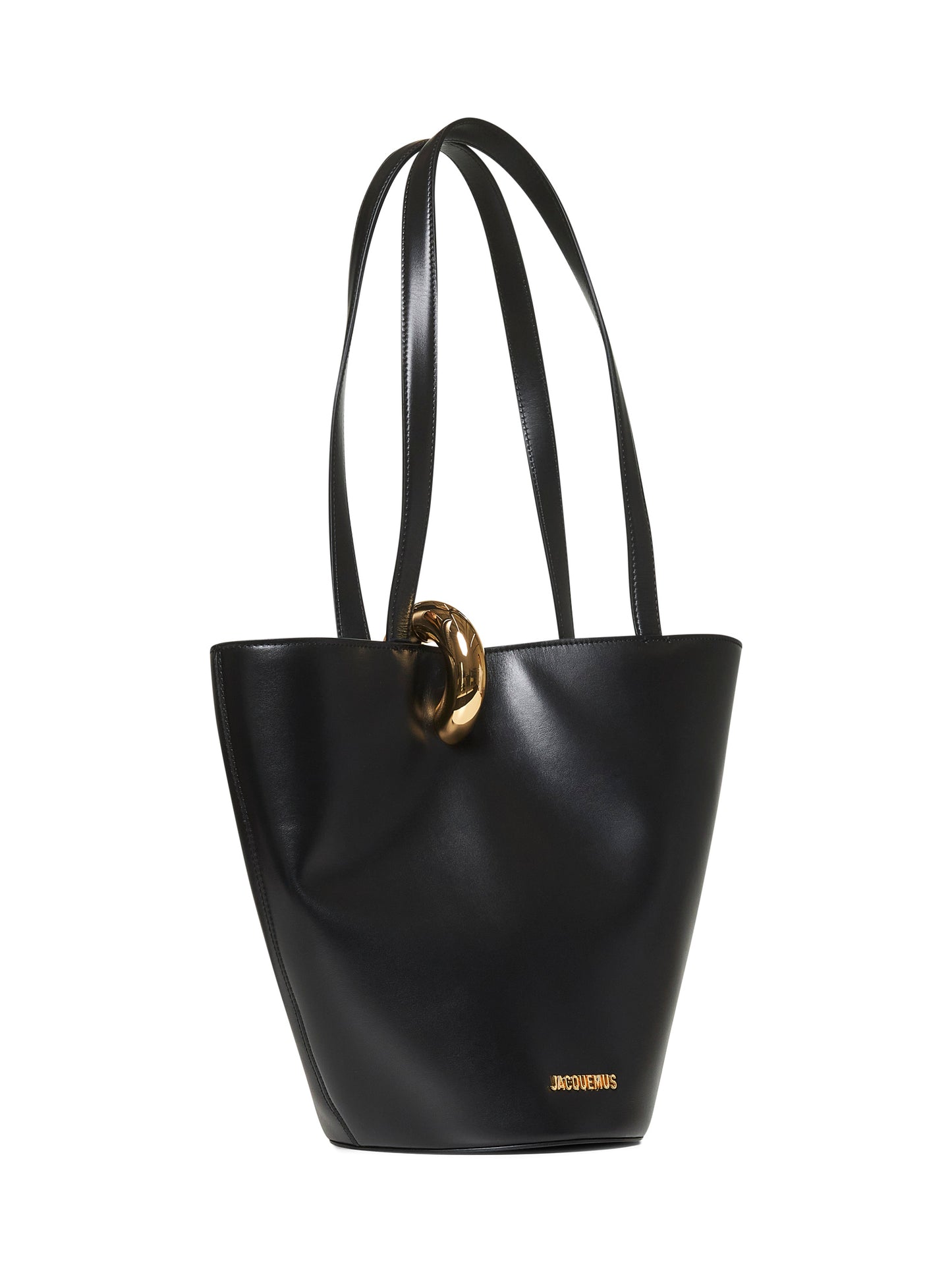 Shopper 'Le Bambola Moyen' with Asymmetric Design and Logo on the Front in Black Leather Women