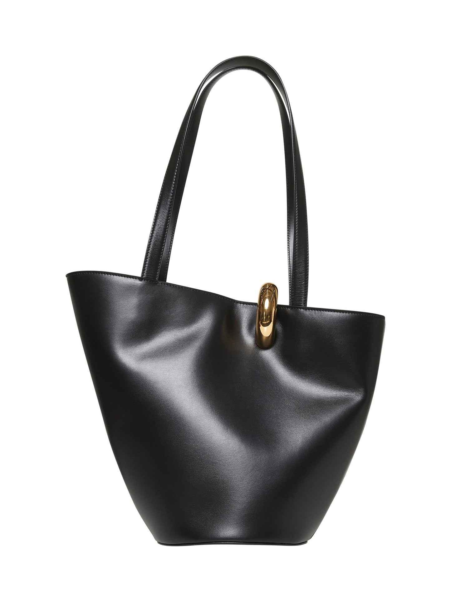 Shopper 'Le Bambola Moyen' with Asymmetric Design and Logo on the Front in Black Leather Women