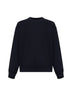 Felpa girocollo in cotone blu con etichetta logo sulla spalla