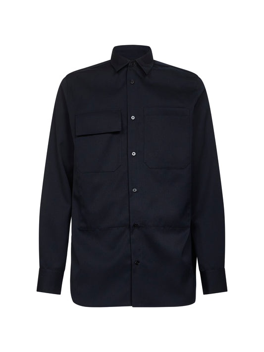 Blue wool gabardine shirt