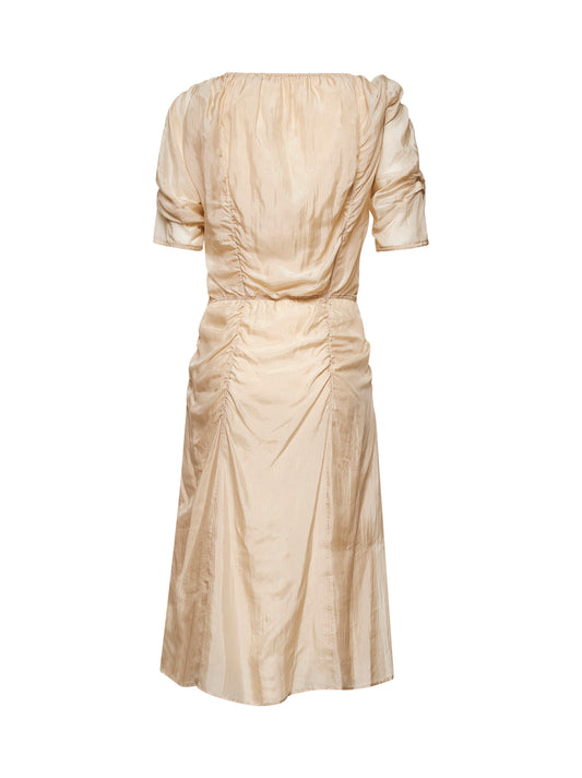 Nude silk chiffon midi dress