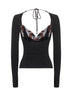 Black draped top with silk insert