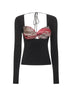 Black draped top with silk insert