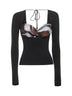 Black draped top with silk insert