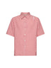 Red and white checked seersucker shirt