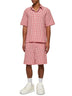 Red and white checked seersucker shirt
