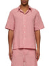 Red and white checked seersucker shirt