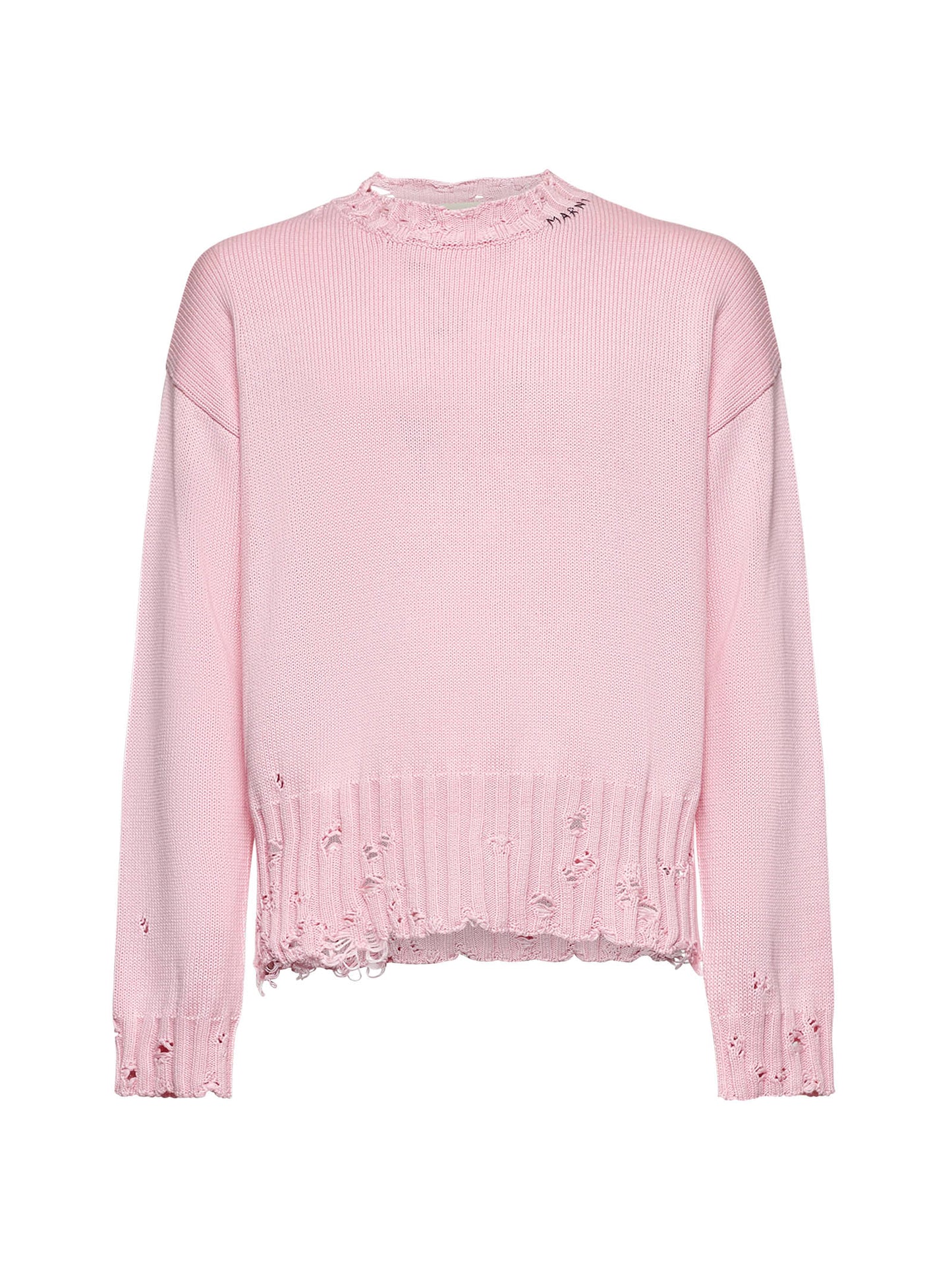 Maglia girocollo in cotone rosa