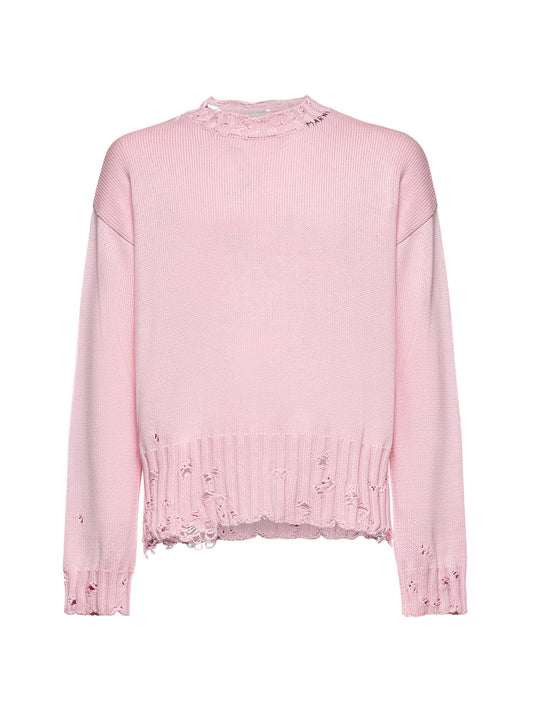 Pink cotton crewneck sweater
