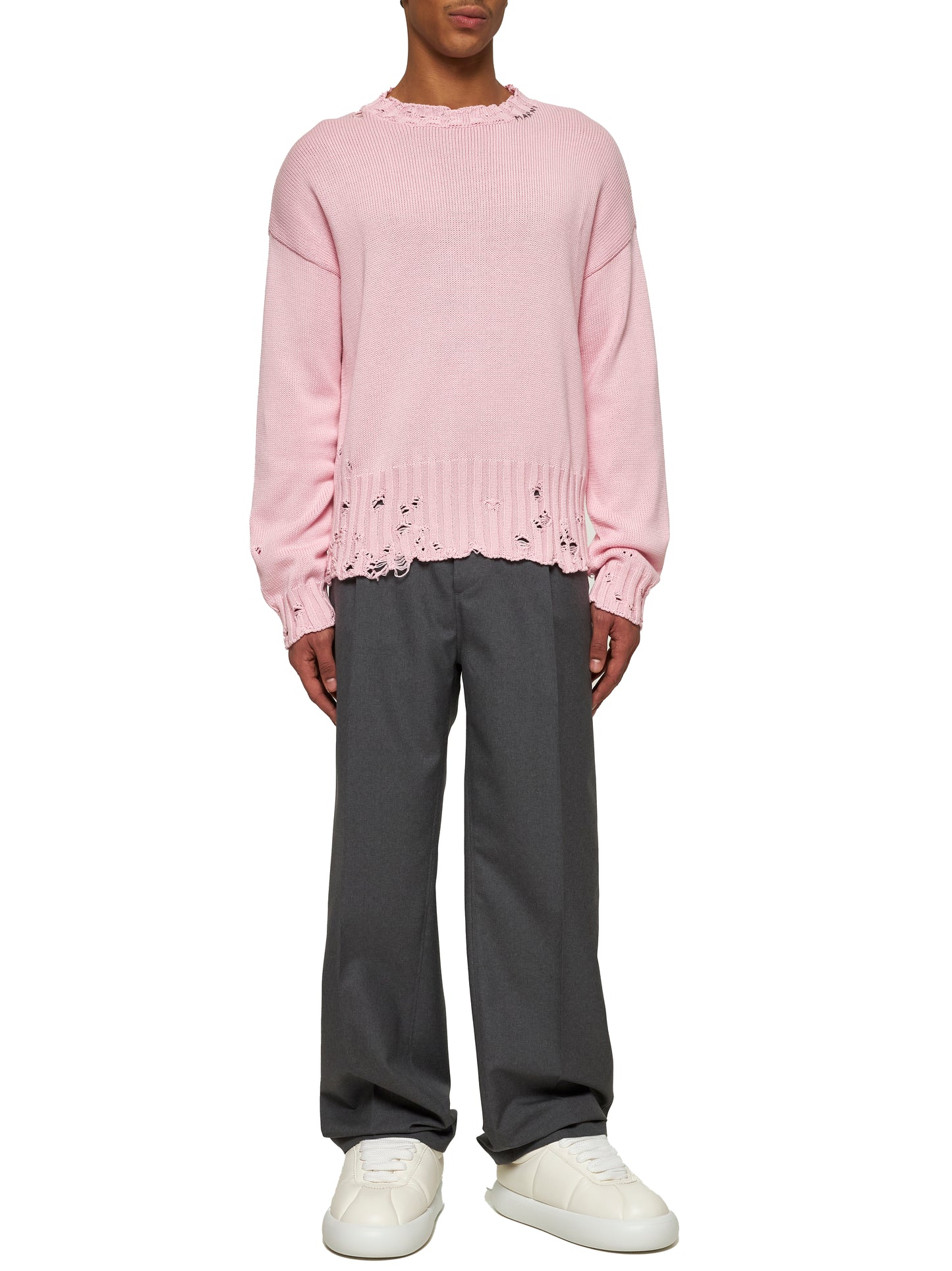 Maglia girocollo in cotone rosa