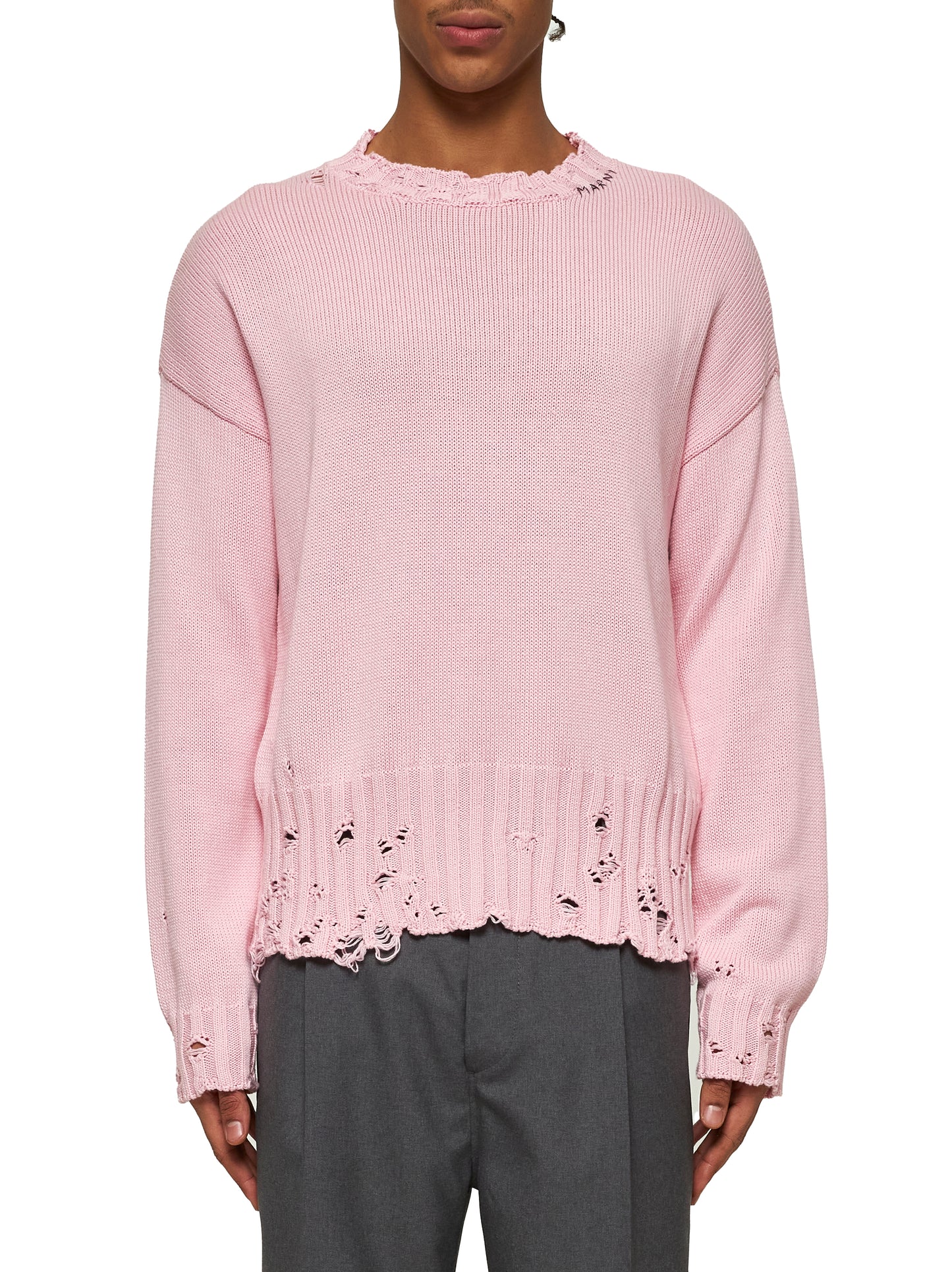 Maglia girocollo in cotone rosa