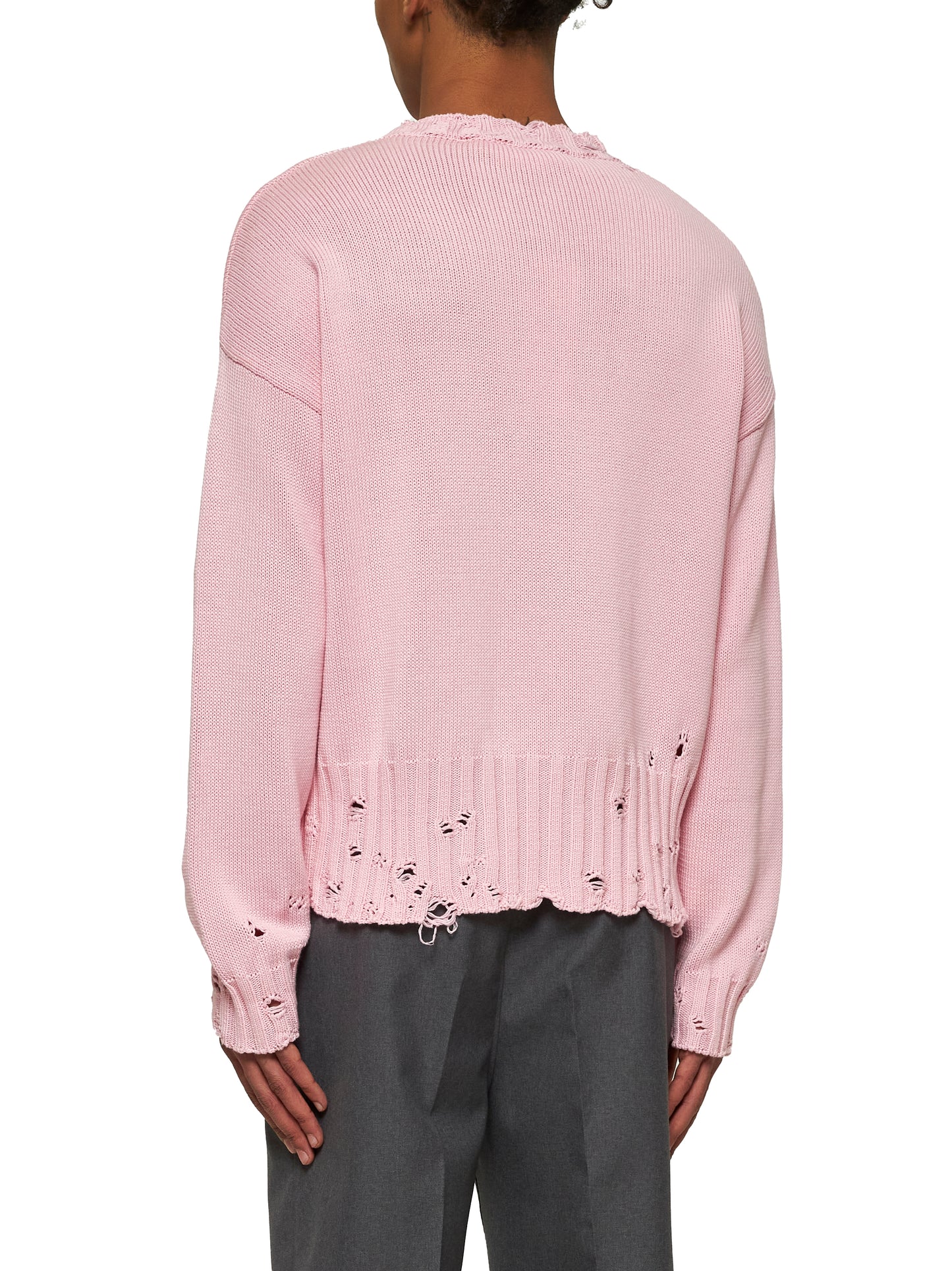 Maglia girocollo in cotone rosa