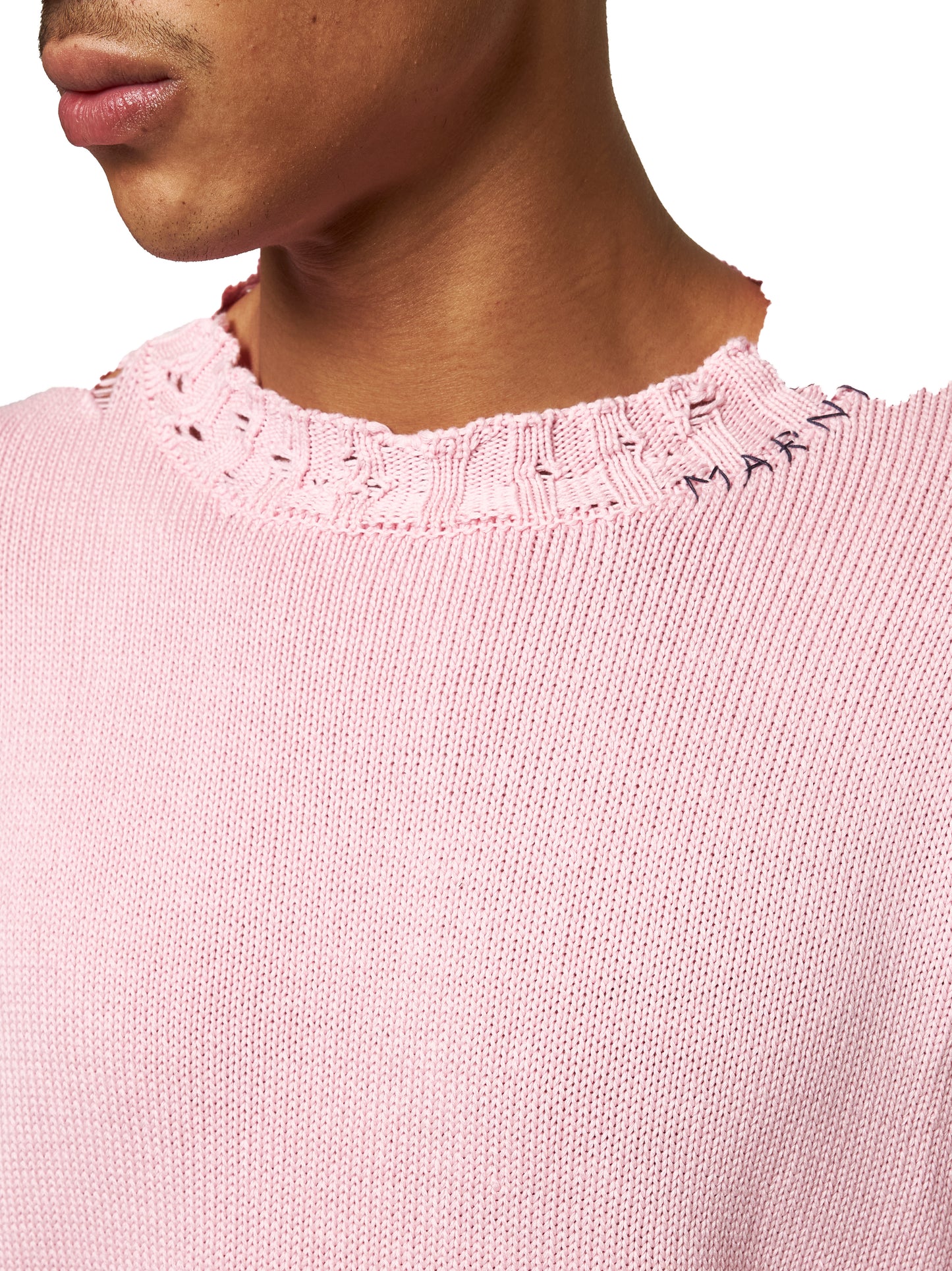 Maglia girocollo in cotone rosa