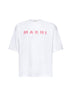 T-shirt in jersey bianco con logo Marni a quadretti