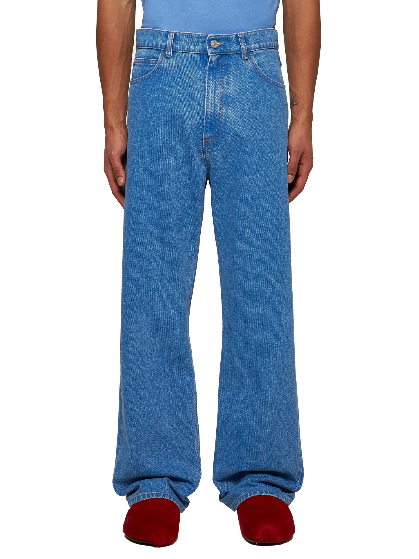 Blue Organic Denim Wide Leg Jeans