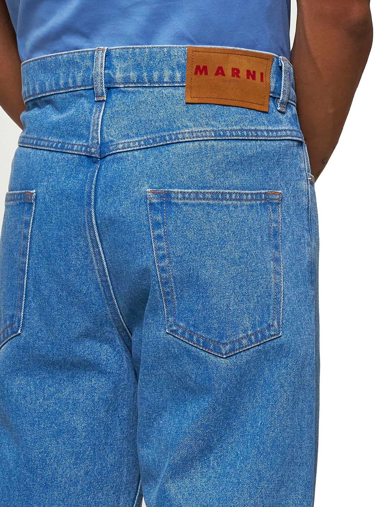 Blue Organic Denim Wide Leg Jeans