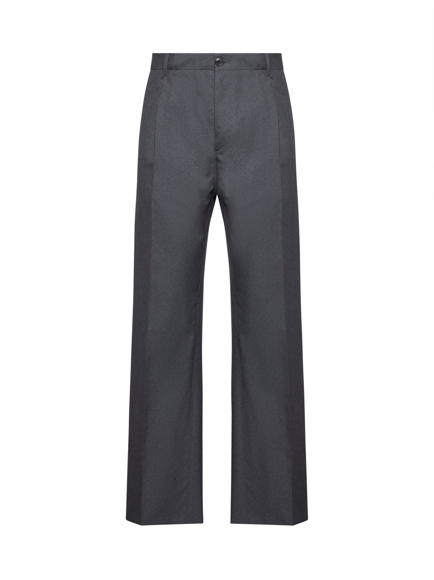 Pantaloni dritti in lana grigia con ricamo Marni Symbol