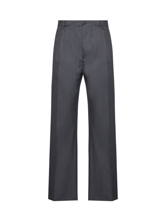 Pantaloni dritti in lana grigia con ricamo Marni Symbol