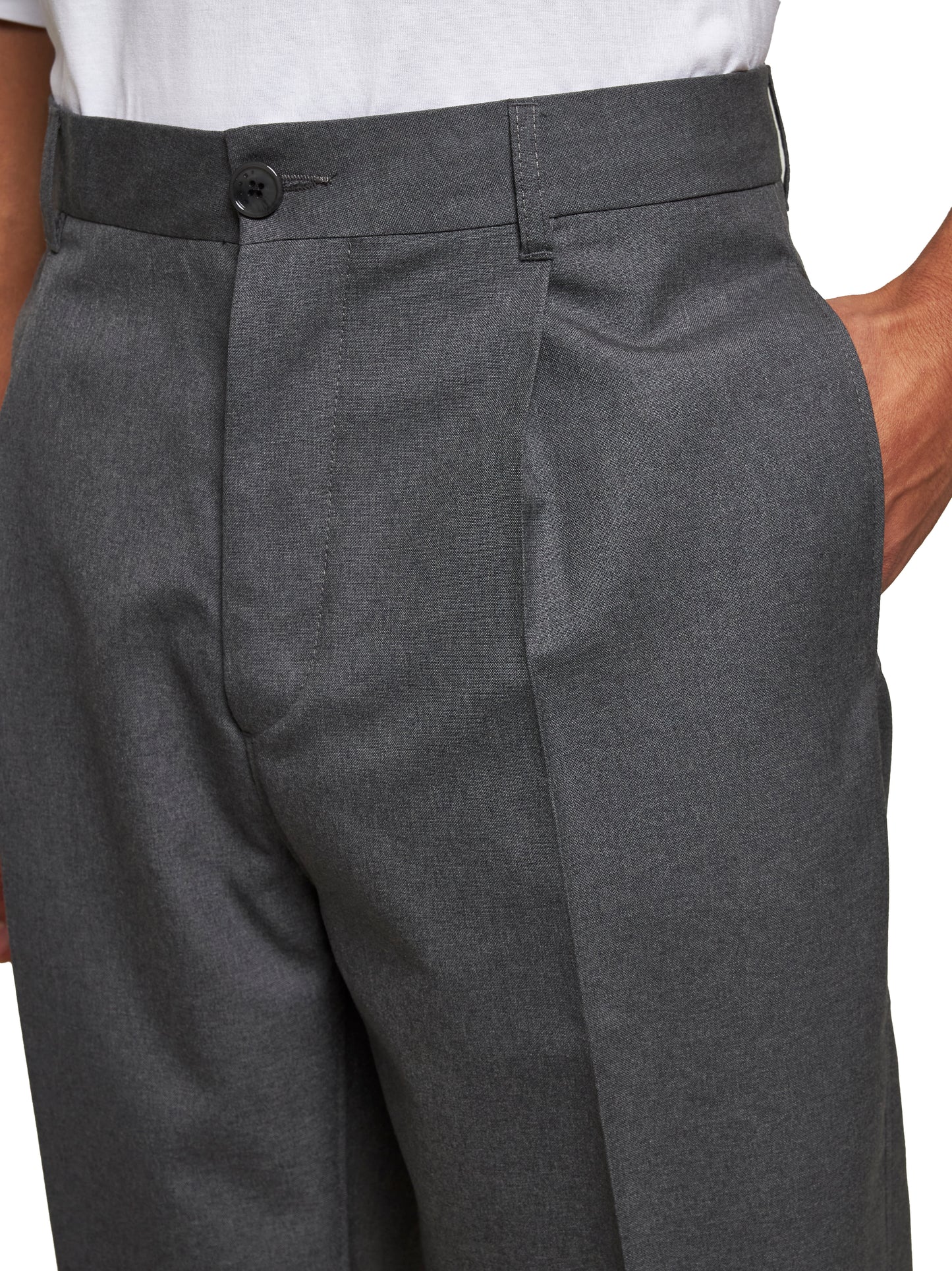 Pantaloni dritti in lana grigia con ricamo Marni Symbol