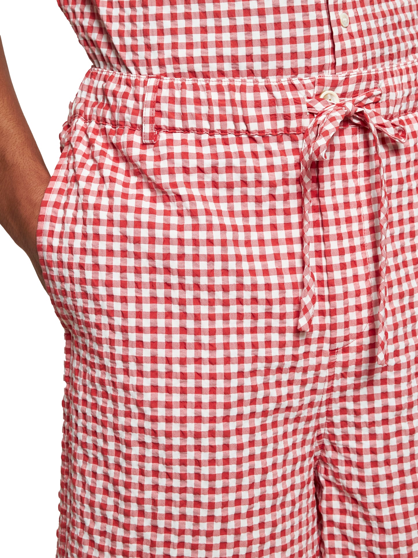 Pantaloncini a quadretti rossi e bianchi