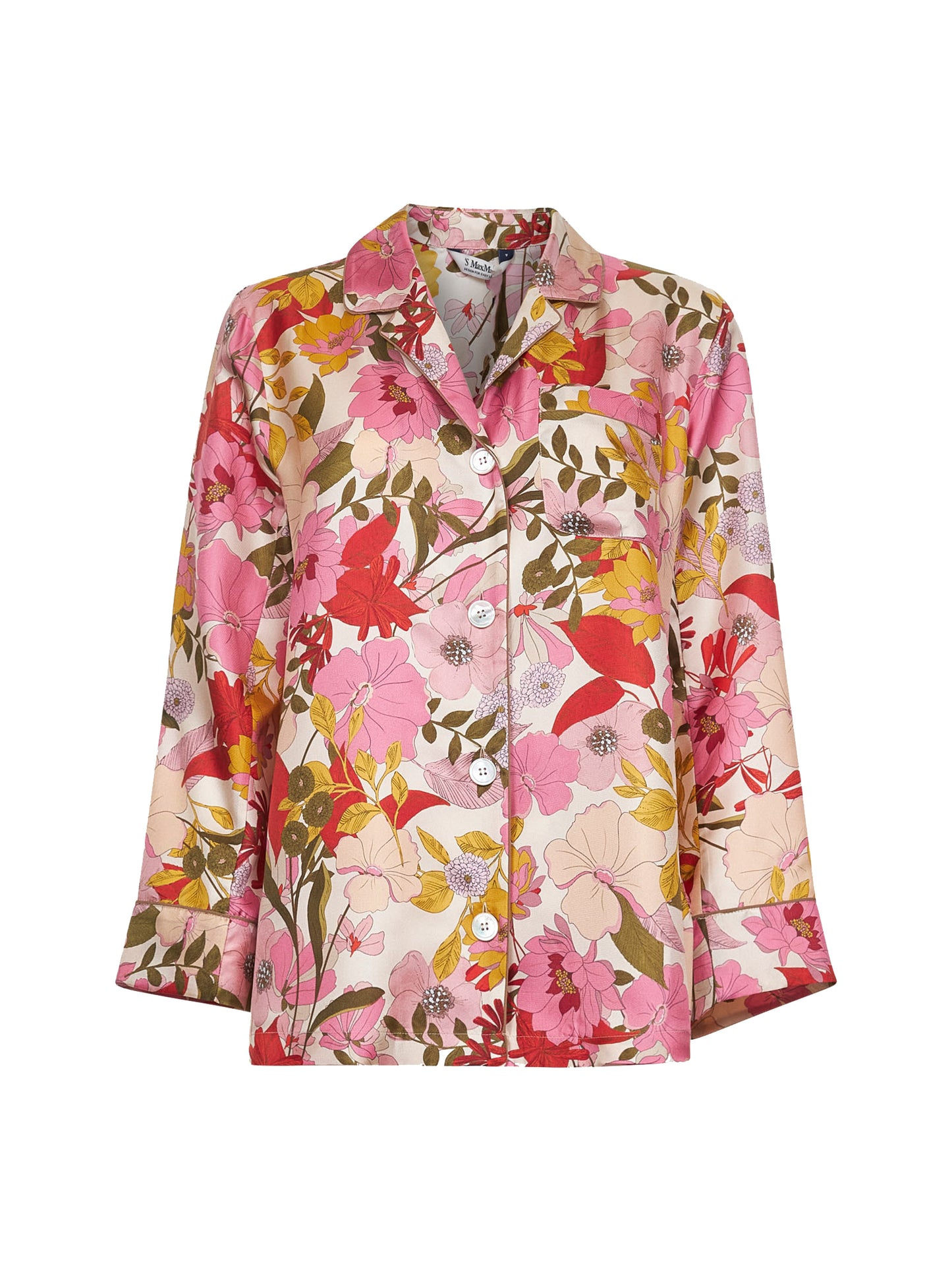 Camicia pigiama ALAN in twill di seta stampata rosa