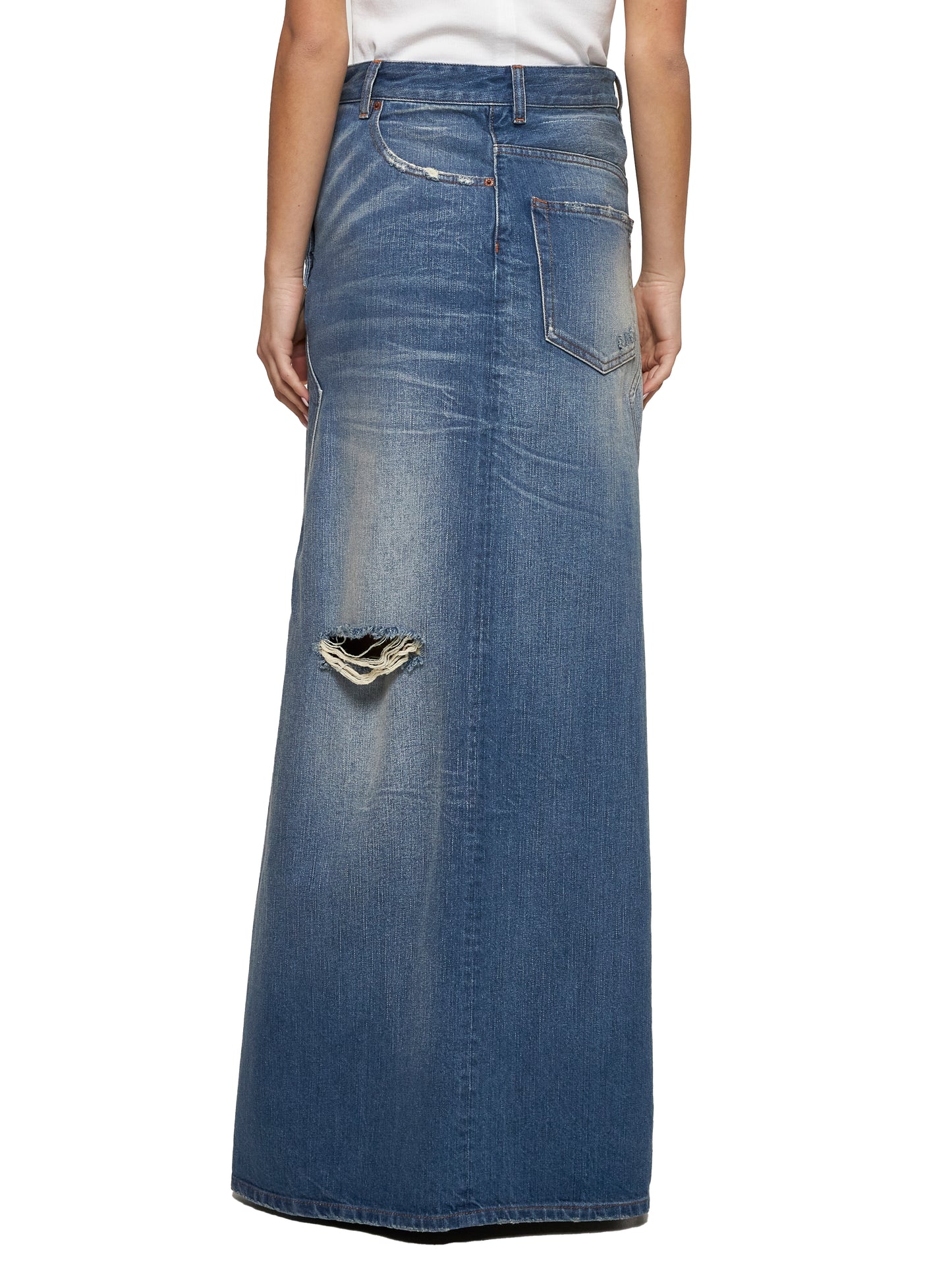 Gonna midi con applicazione in blu Mm6