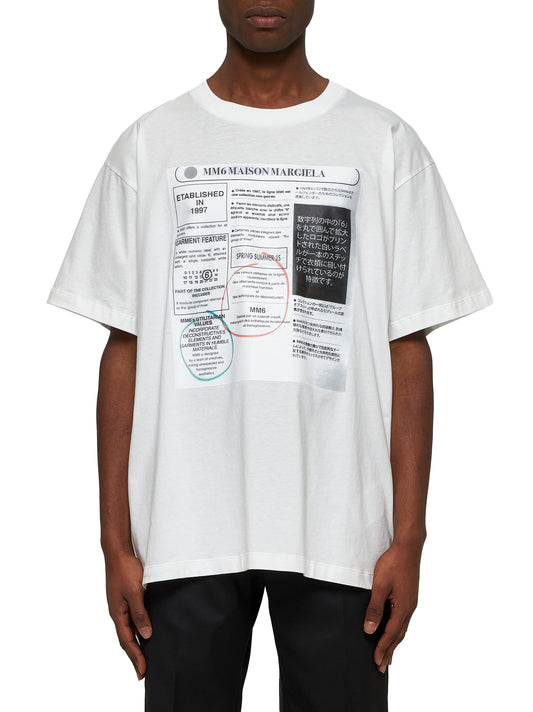 White Newspaper print T-shirt