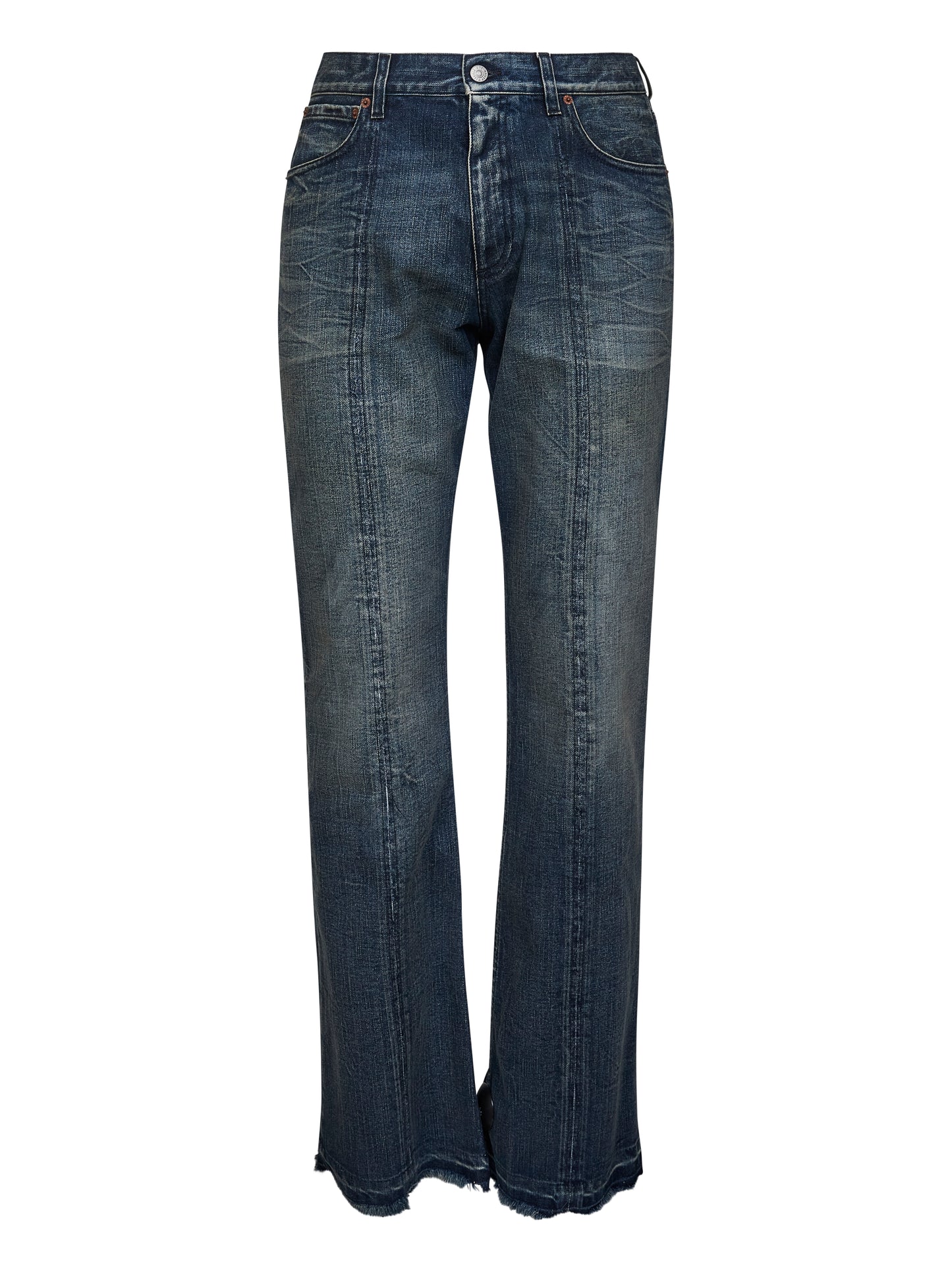 Jeans flare in denim di cotone blu