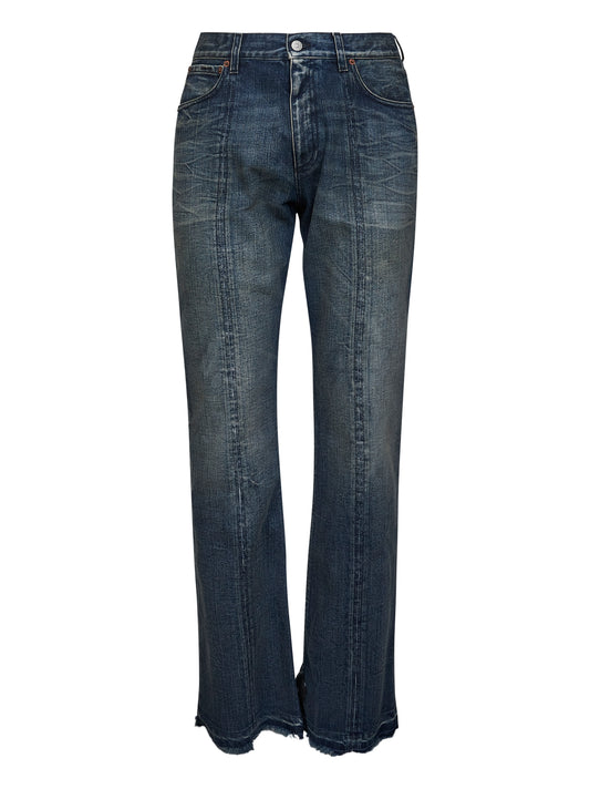 Jeans flare in denim di cotone blu