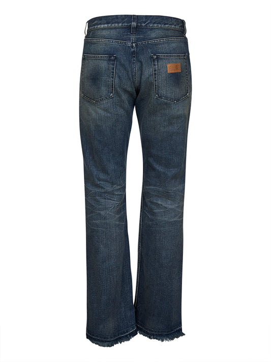 Jeans flare in denim di cotone blu