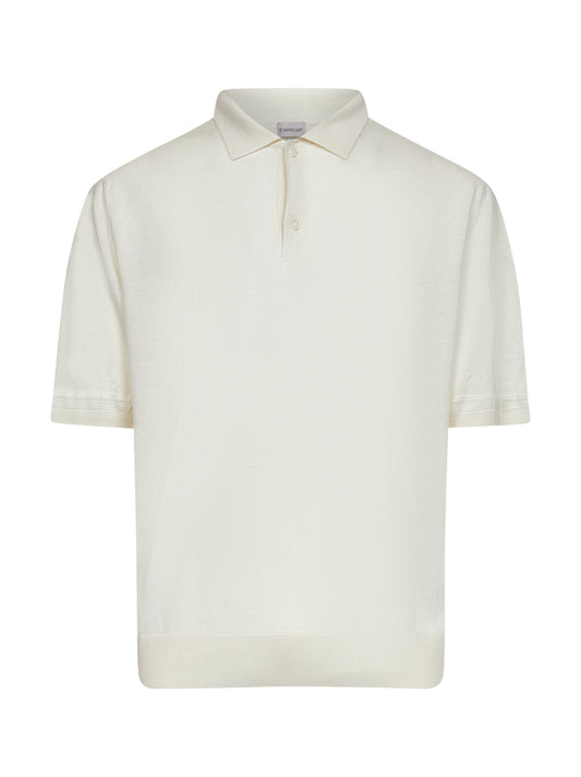 Polo in maglia di seta e lino avorio