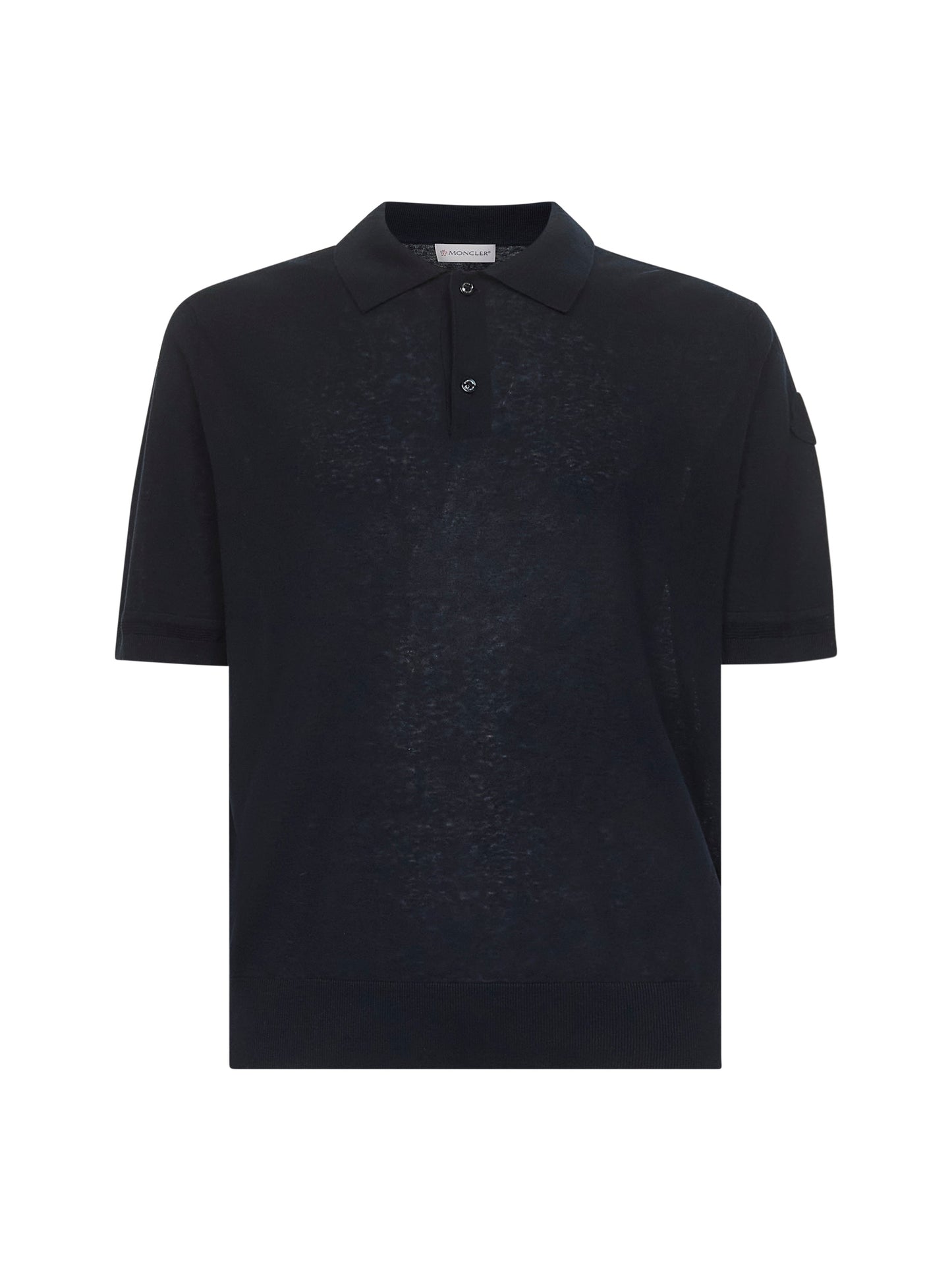Polo in maglia di seta e lino blu