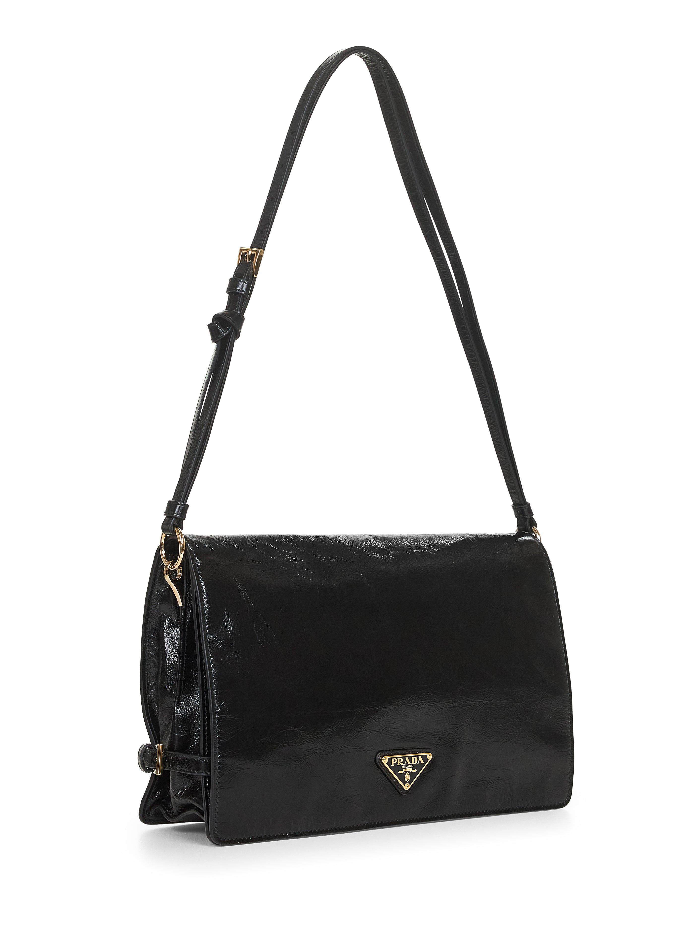 ショルダーバッグ・ポシェット PRADA Women Shoulder Bags 1BD385OVJ2CYR F0002 BLACK Black Medium Leather Shoulder Bag | PRADA
