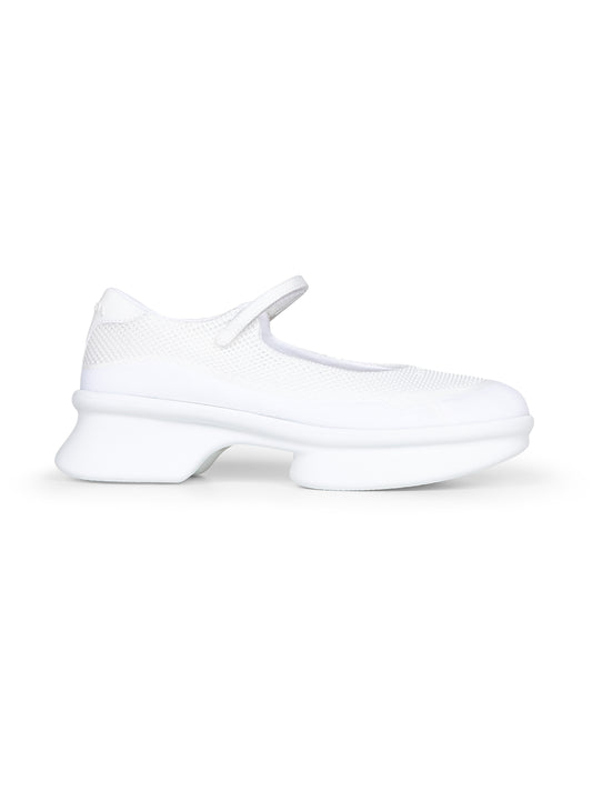 Ballerine stile sneakers in mesh e neoprene bianco