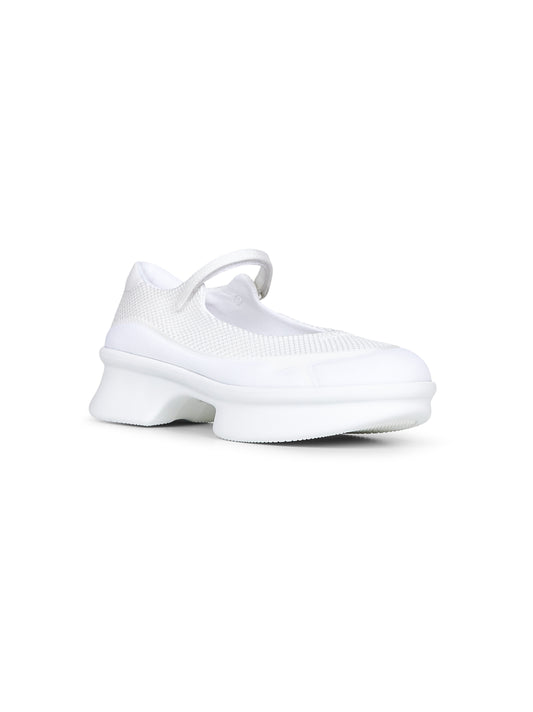 Ballerine stile sneakers in mesh e neoprene bianco