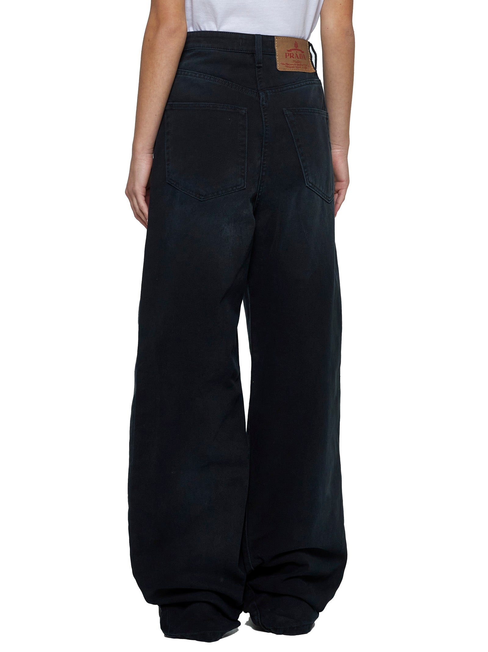 Black denim wide leg jeans – Daniello.com
