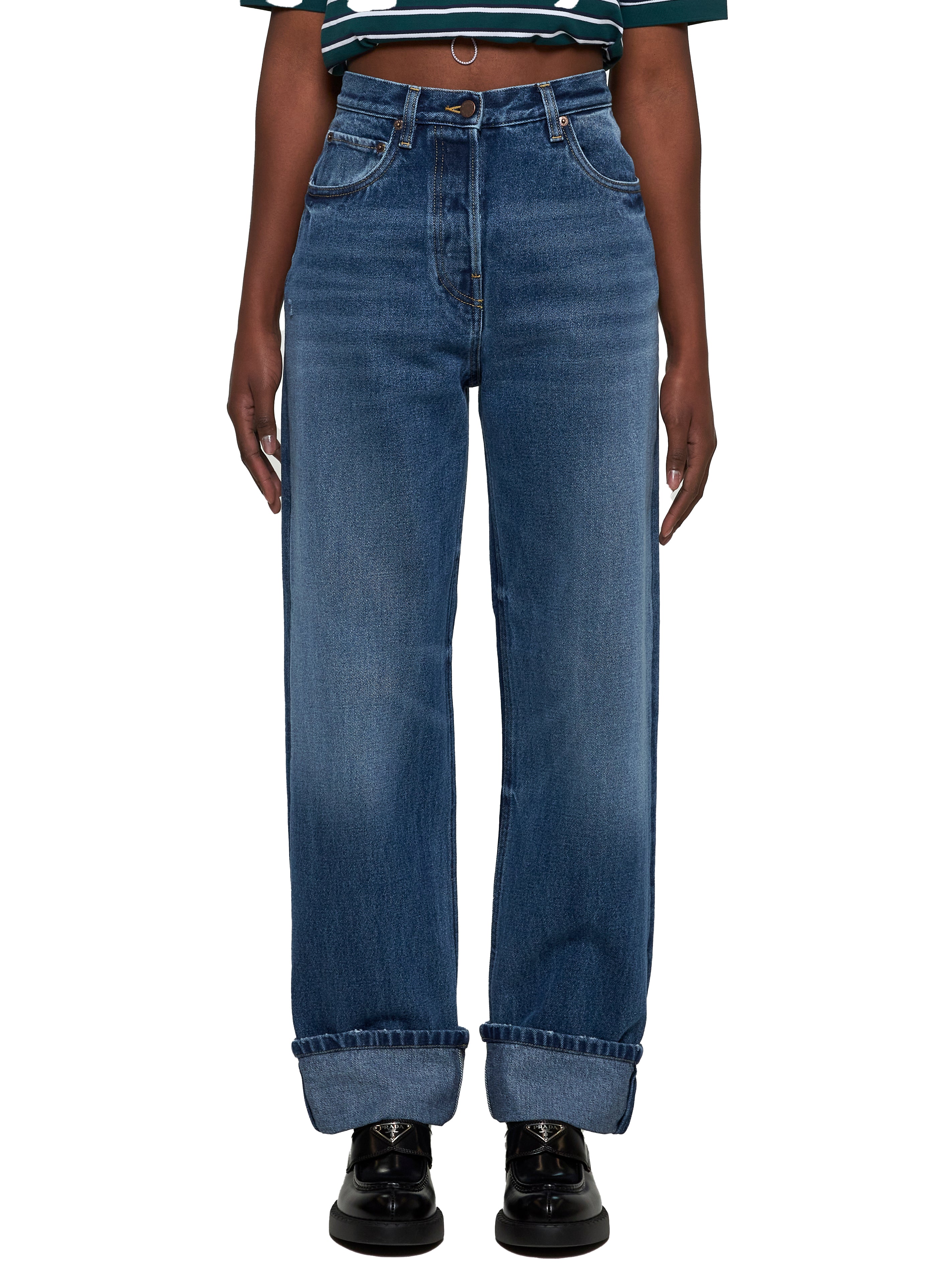 デニム・ジーパン PRADA Women Denim Pants GFP522SOOO16PK F0V3N BLUE Blue denim jeans – Daniello.com