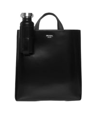 Black shopping bag with water bottle