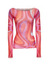 Marmo print tulle long-sleeved top
