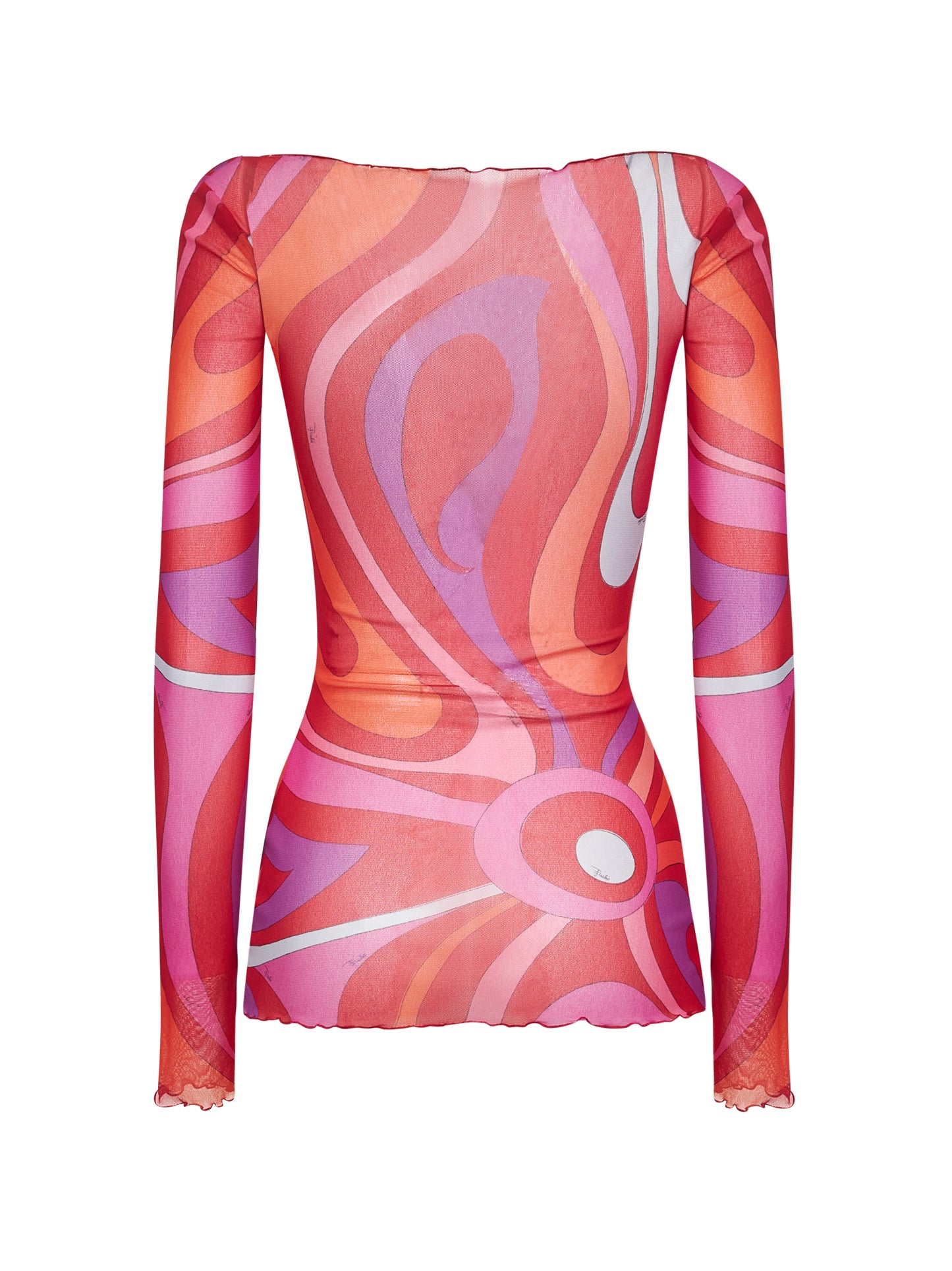 Marmo print tulle long-sleeved top