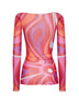 Marmo print tulle long-sleeved top