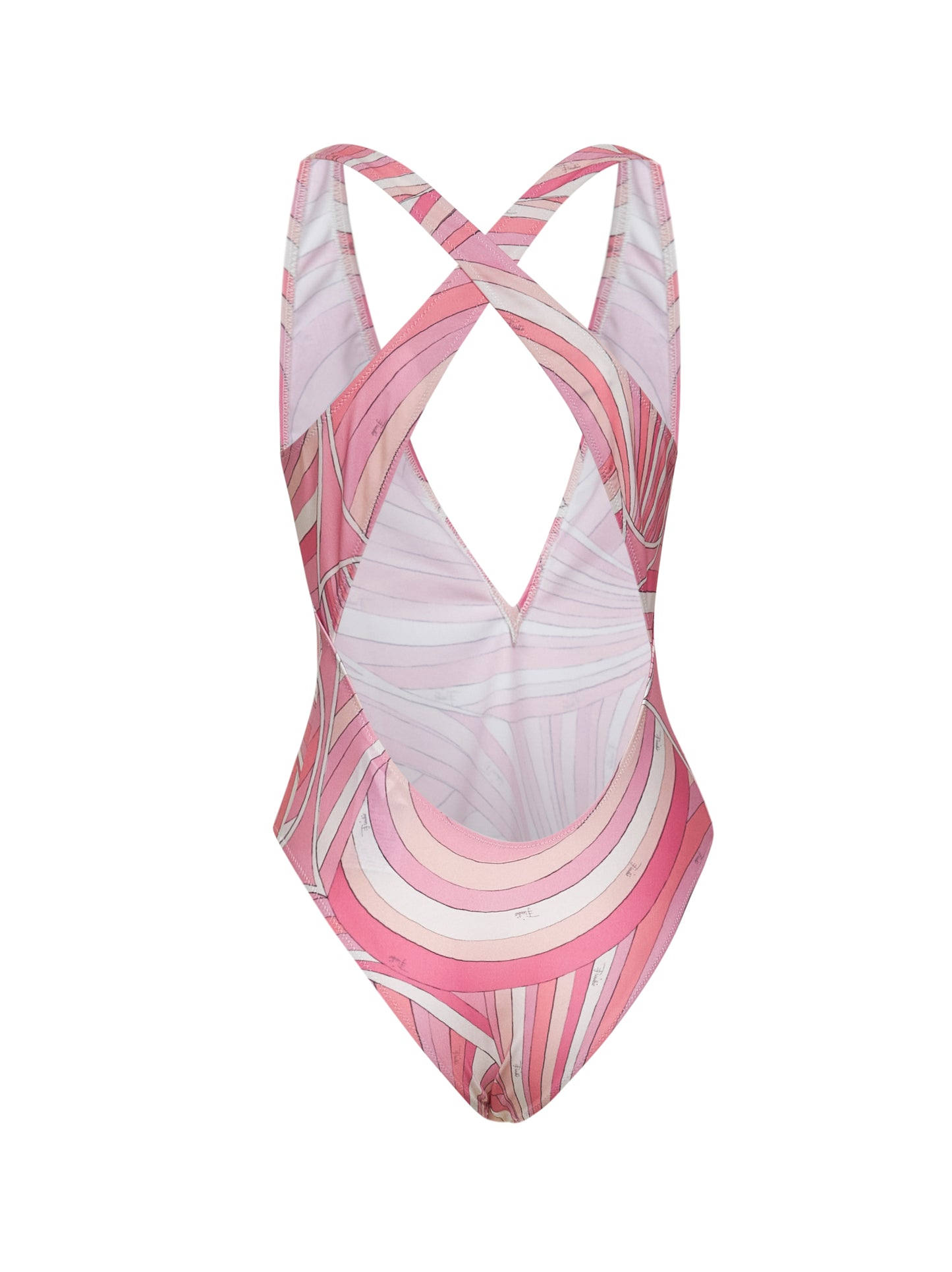 Pink Iride print lycra one-piece swimsuit