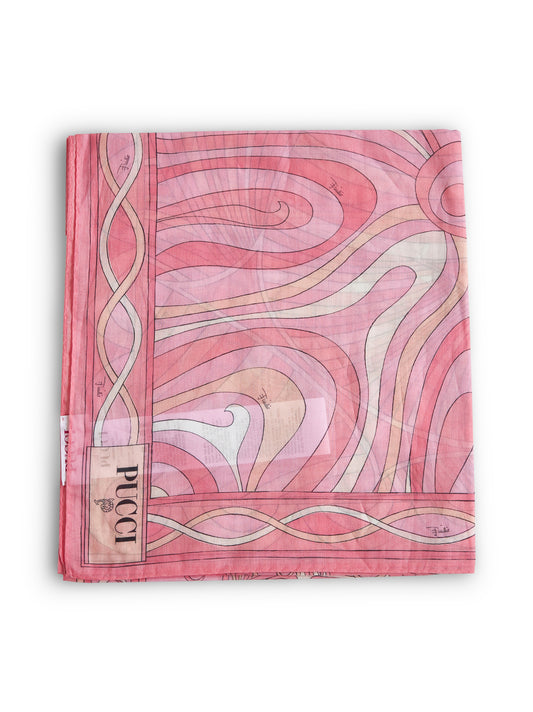 Pareo rosa in cotone stampa Marmo e Orchidee